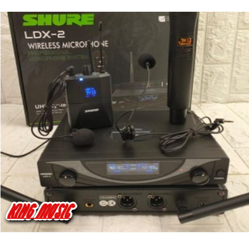 mic wireless shure ldx2 ldx 2 pegang + clip on + headset multi channel