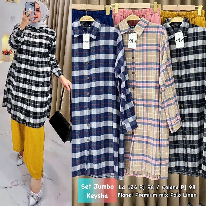 One set jumbo keysha//One set jumbo tunik//Set jumbo tunik//Set jumbo//Setelan tunik//Setelan tunik 
