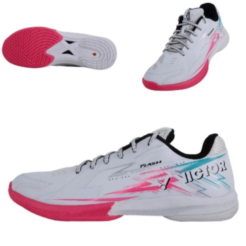 Sepatu Badminton Victor Flash AQ White Virtual Pink Original