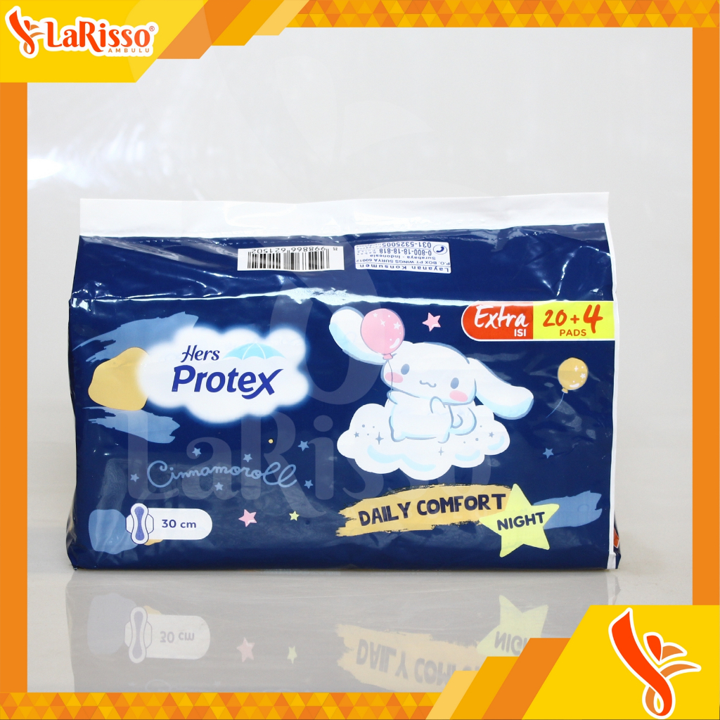 HERS PROTEX CINNAMOROLL DAILY COMFORT NIGHT 22PADS 30CM