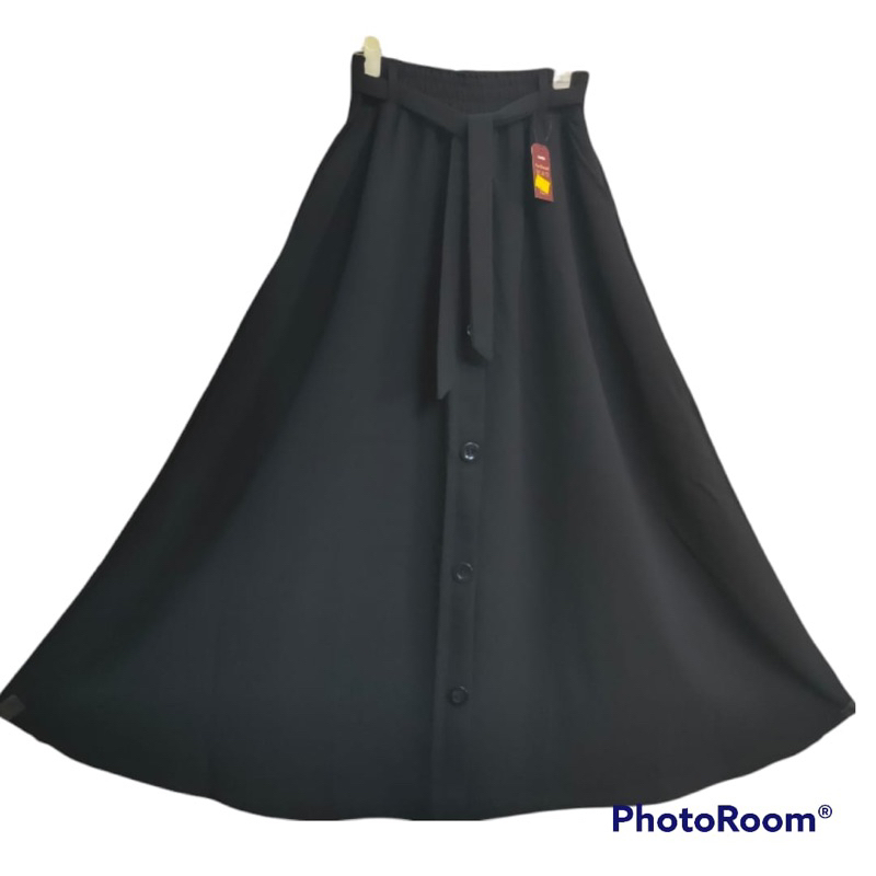 Rok Polos Hitam Payung Variasi Kancing 5 Bahan Jetblack