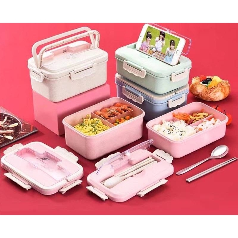Kotak Makan Jerami Anti Tumpah/ Lunch Box BPA FREE