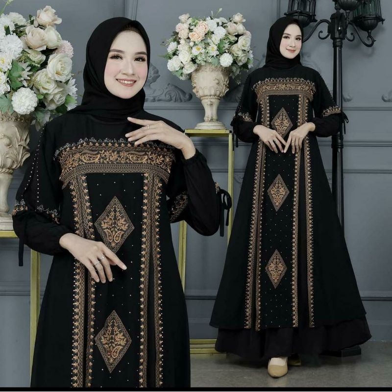 Abaya Bordir Gamis arab Hitam Abaya Hitam Turkey bordir