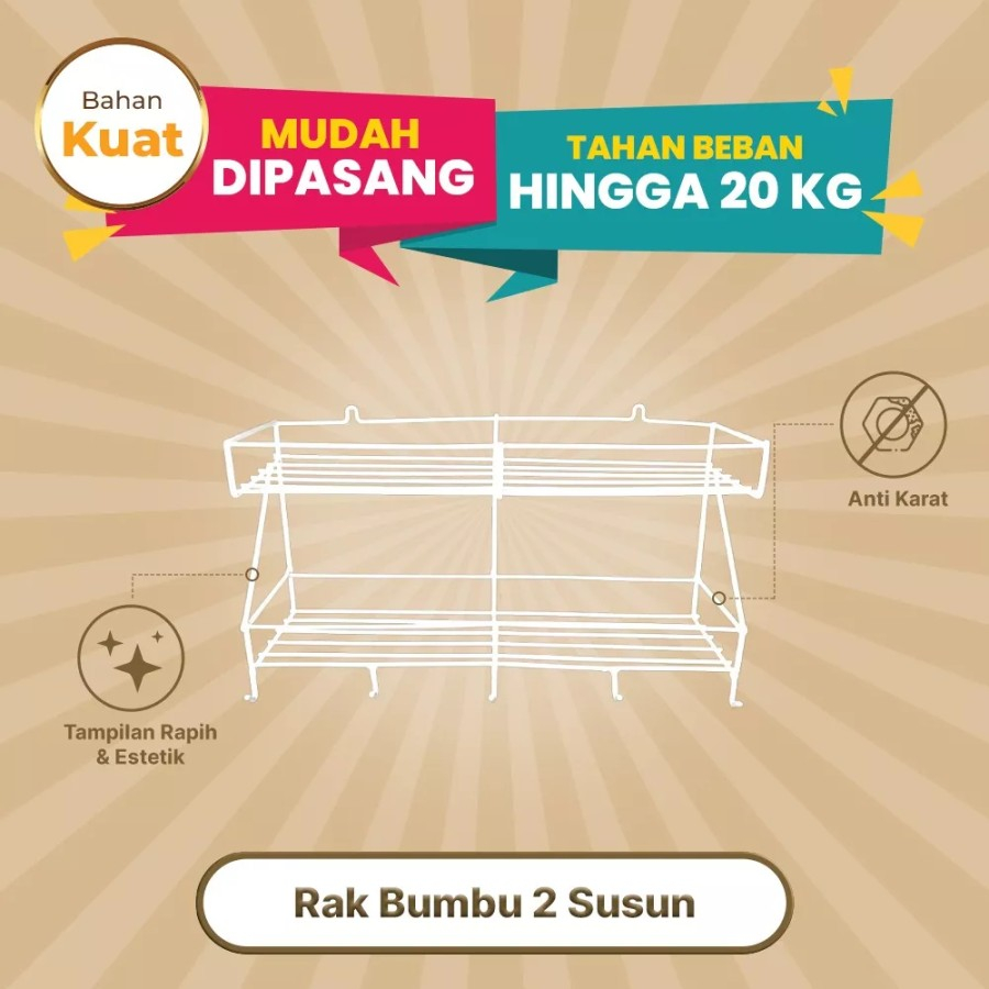 Rak Bumbu Dapur Sabun Kamar Mandi Gantung 2 Susun Tempel Serbaguna