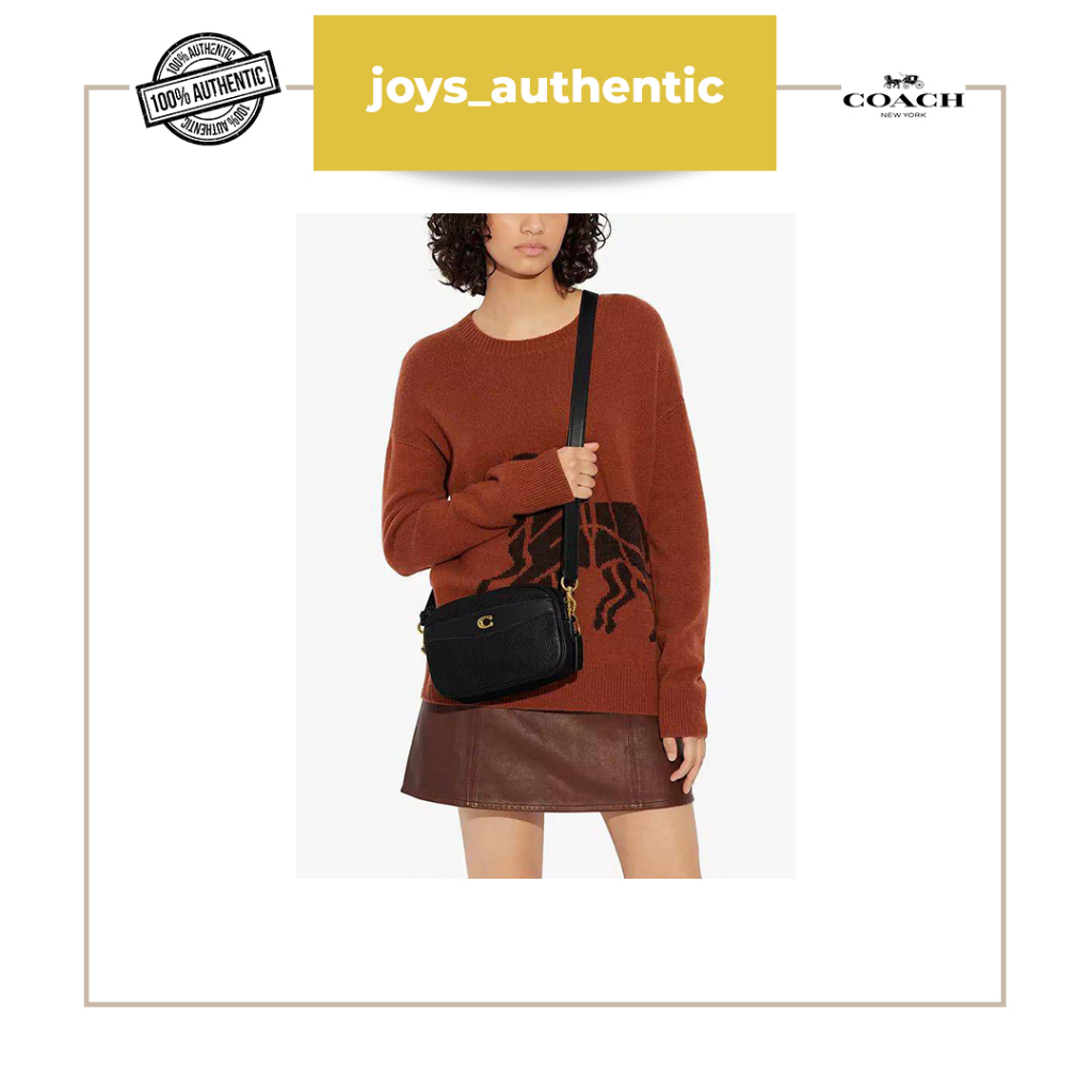 Tas wanita Coach pebble leather camera bag hitam black woman bag authentic original