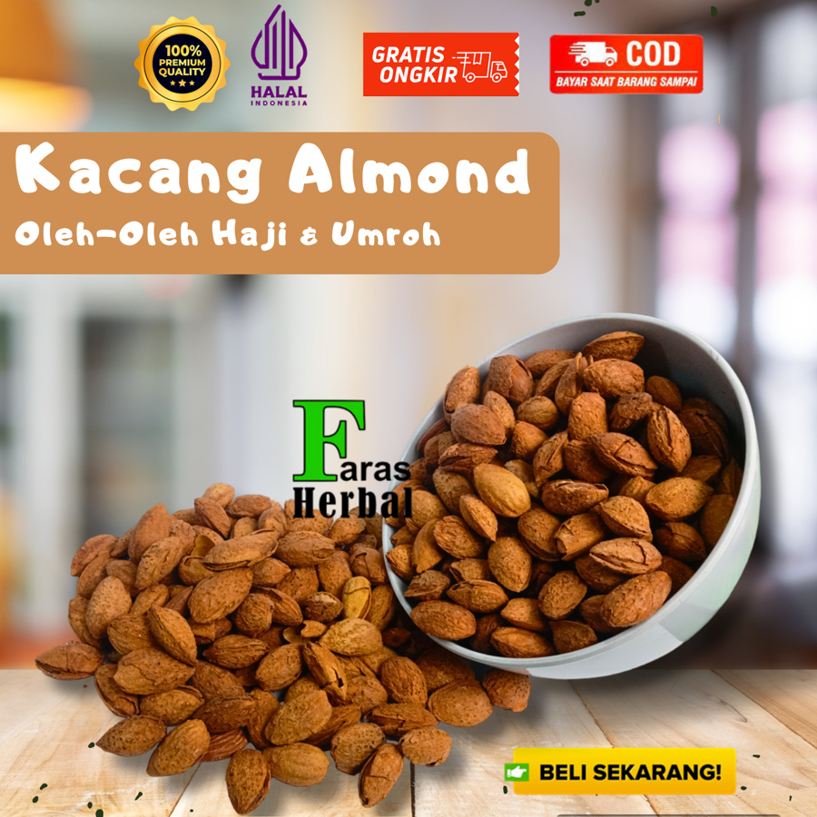 

Kacang Almond Kulit Panggang Premium Roasted Creamy Milk Butter Flavour Khas Arab Saudi Renyah Gurih Original 100% Kemasan Repack Pouch 1kg 1000Gram 500Gram Makanan Oleh Oleh Haji Dan Umroh