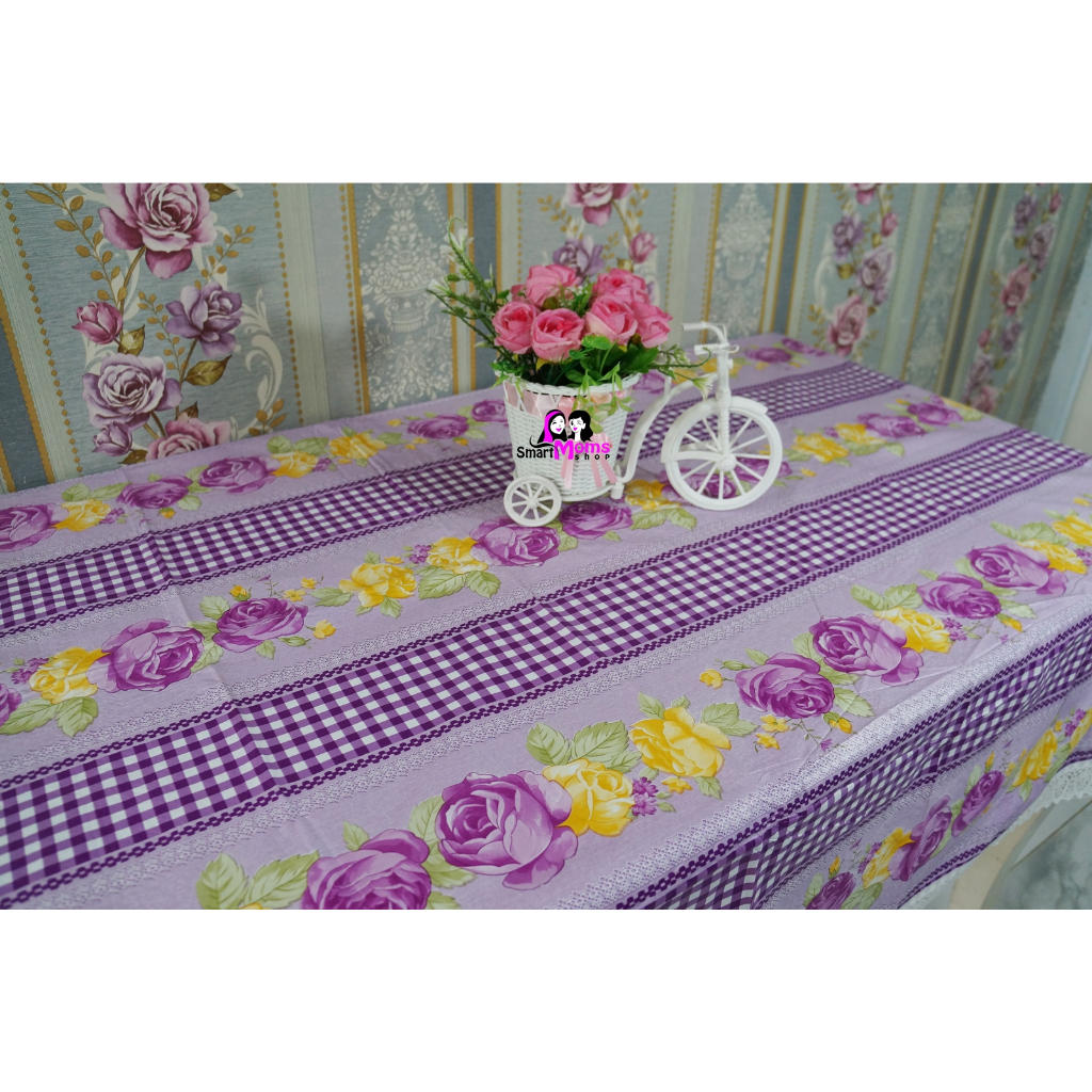 Taplak Meja Makan Plastik / Taplak Wateeproof Persegi / Taplak Meja Makan Kotak Persegi Panjang 140x