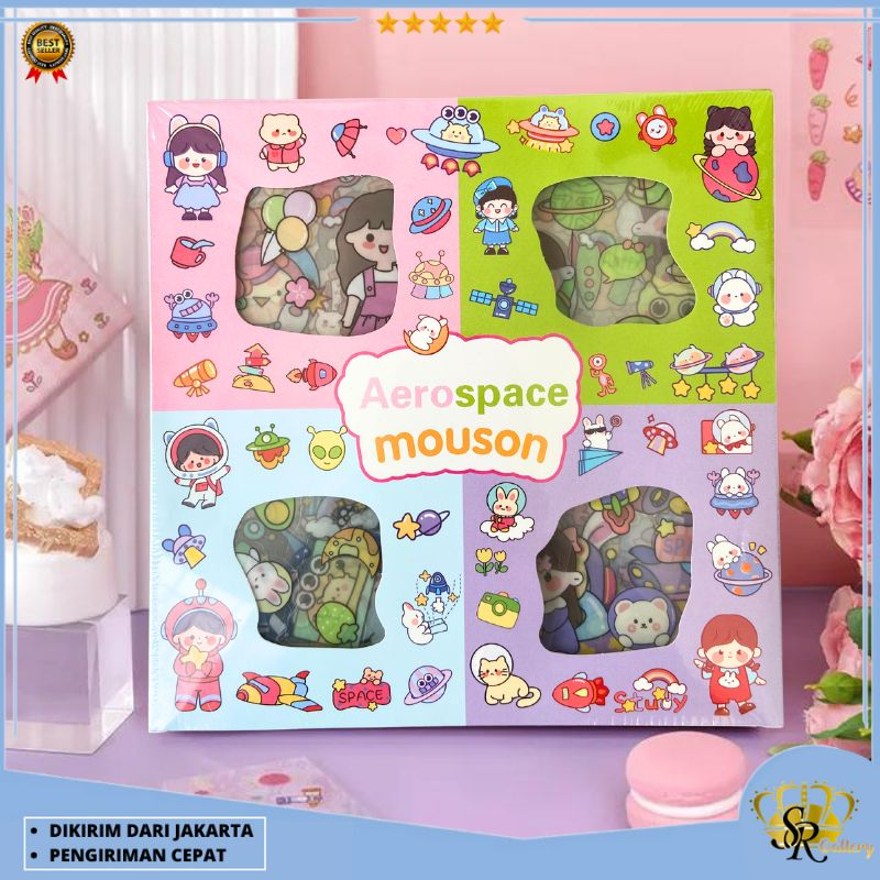 

Stiker 2D 200 Lembar 2 Box Sticker Mouson Kartun Korea Lucu Anti Air Karakter Astronot SR
