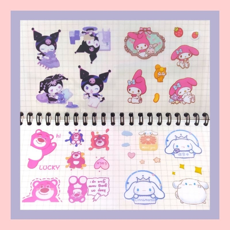 Stiker PVC Sanrio My Melody, Cinamoroll, Kuromi, Lotso (25 Lembar), Sticker Deco untuk Journaling An