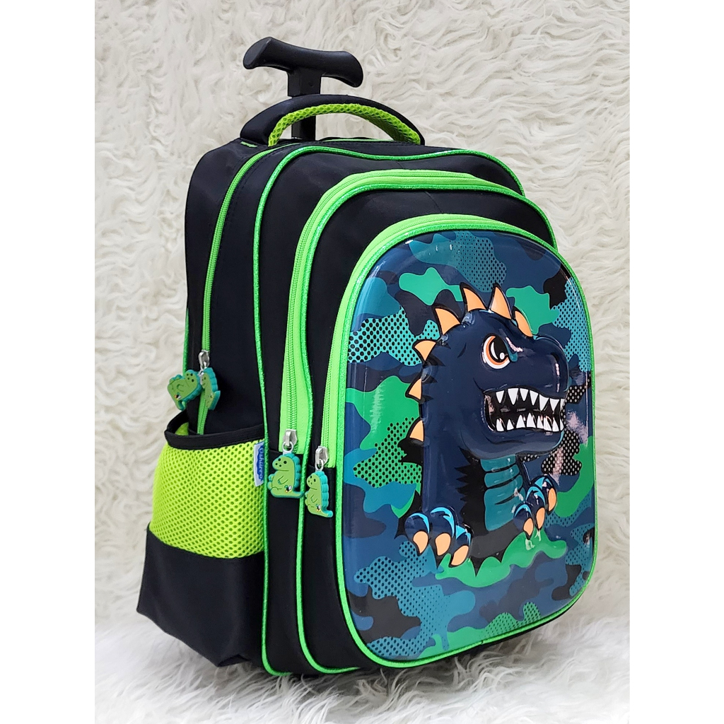 Troli Ransel Sekolah AnakSD Premium 3 Sleting  Unicorn Dino O6133