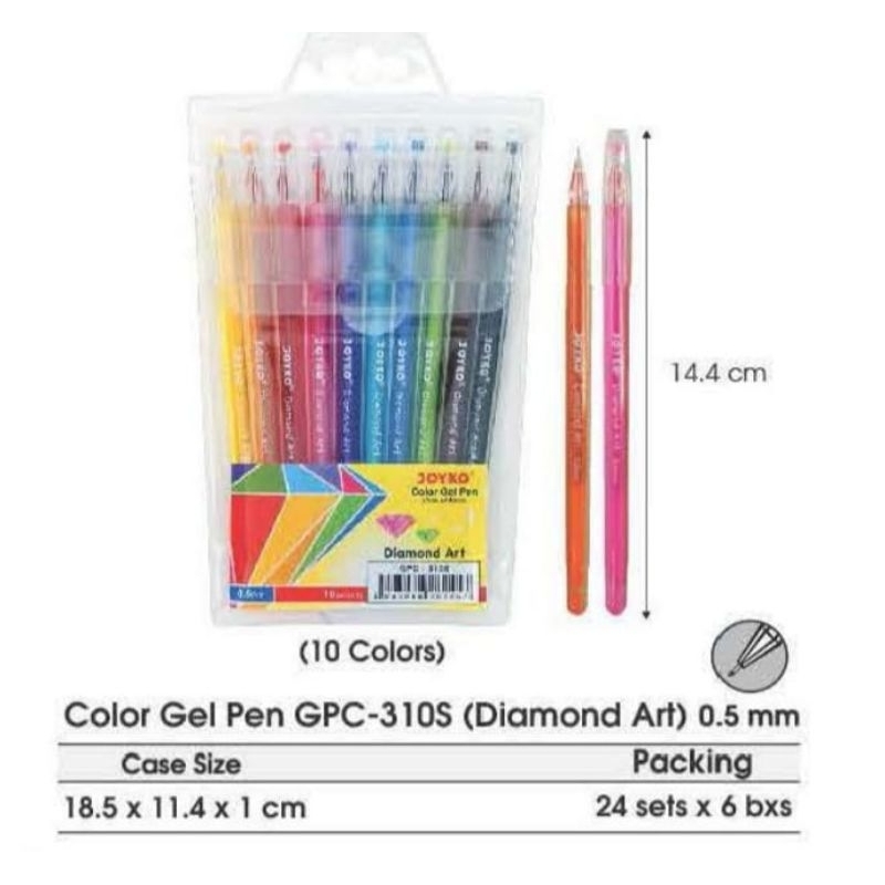 

pulpen gel joyco GPC 310S isi 10 warna ** BOK