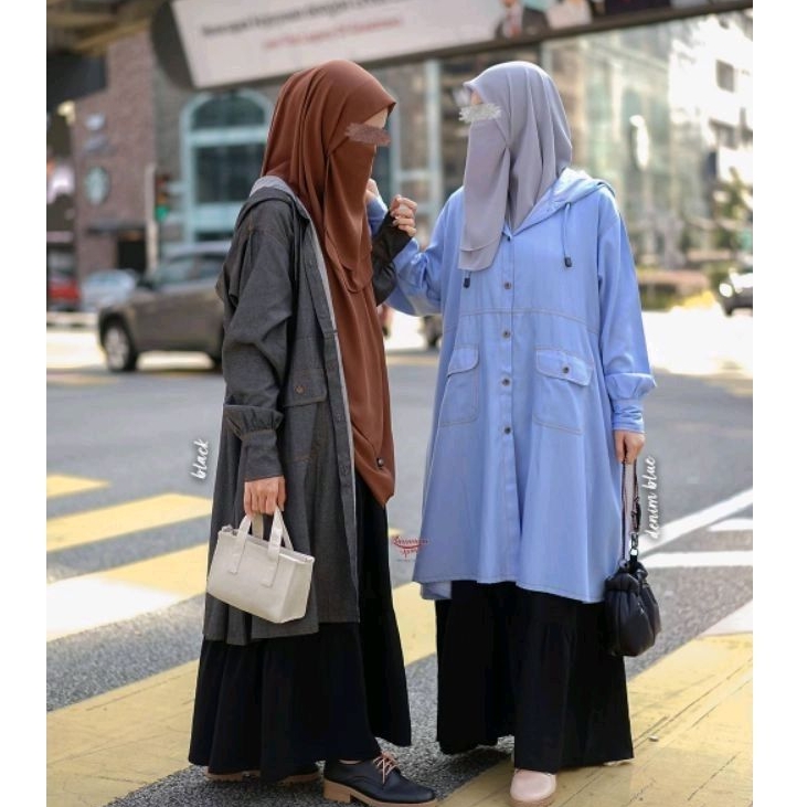 HALIME JACKET BY KHUMAIRA SYARI / JAKET DENIM / JAKET JEANS / JAKET SYARI / OUTER HIJAB