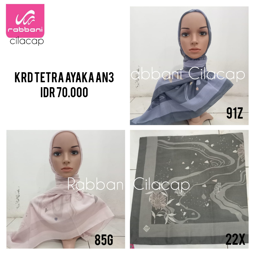 (RABBANI) KERUDUNG/JILBAB SEGIEMPAT MOTIF, SCARF RABBANI [TETRA AYAKA AN2]