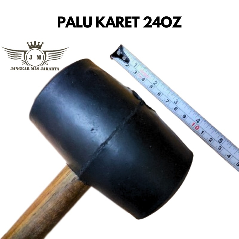 JKM Palu Karet Hitam Elastis Gagang Kayu 24 Oz 500gram / Palu Lantai Keramik Granit Batu Alam Kaca U