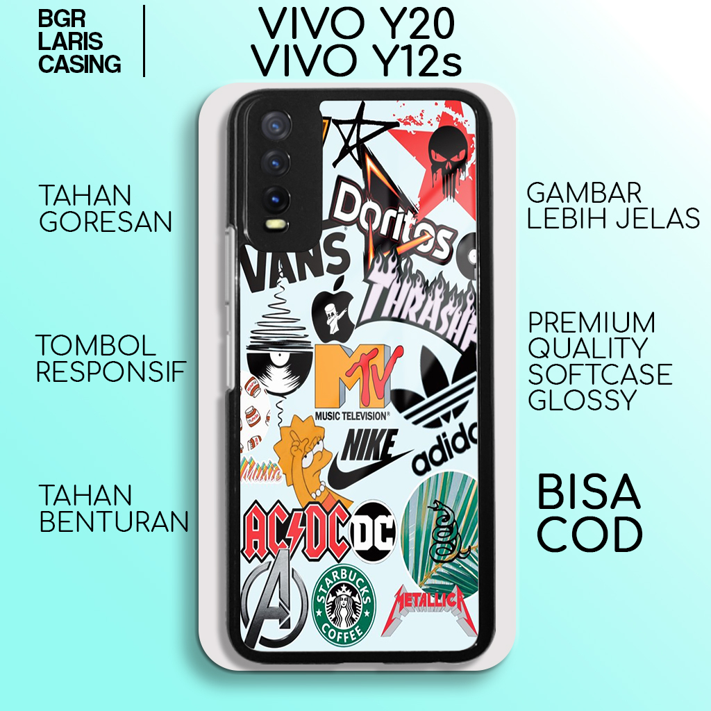 case vivo y20 y12s terbaru aesthetic grafiti 8 cewek cowok keren casing hp mewah bahan softcase hard
