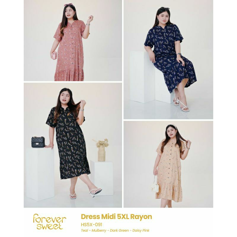 Dress Midi 5XL Rayon, HS5X-091 Forever sweet