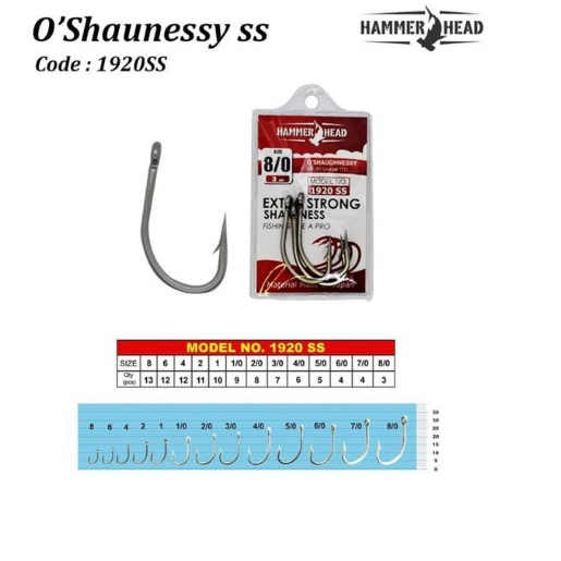 Hook hammer head oshaughnessy 1920 SS mata kail pancing live bait extra strong