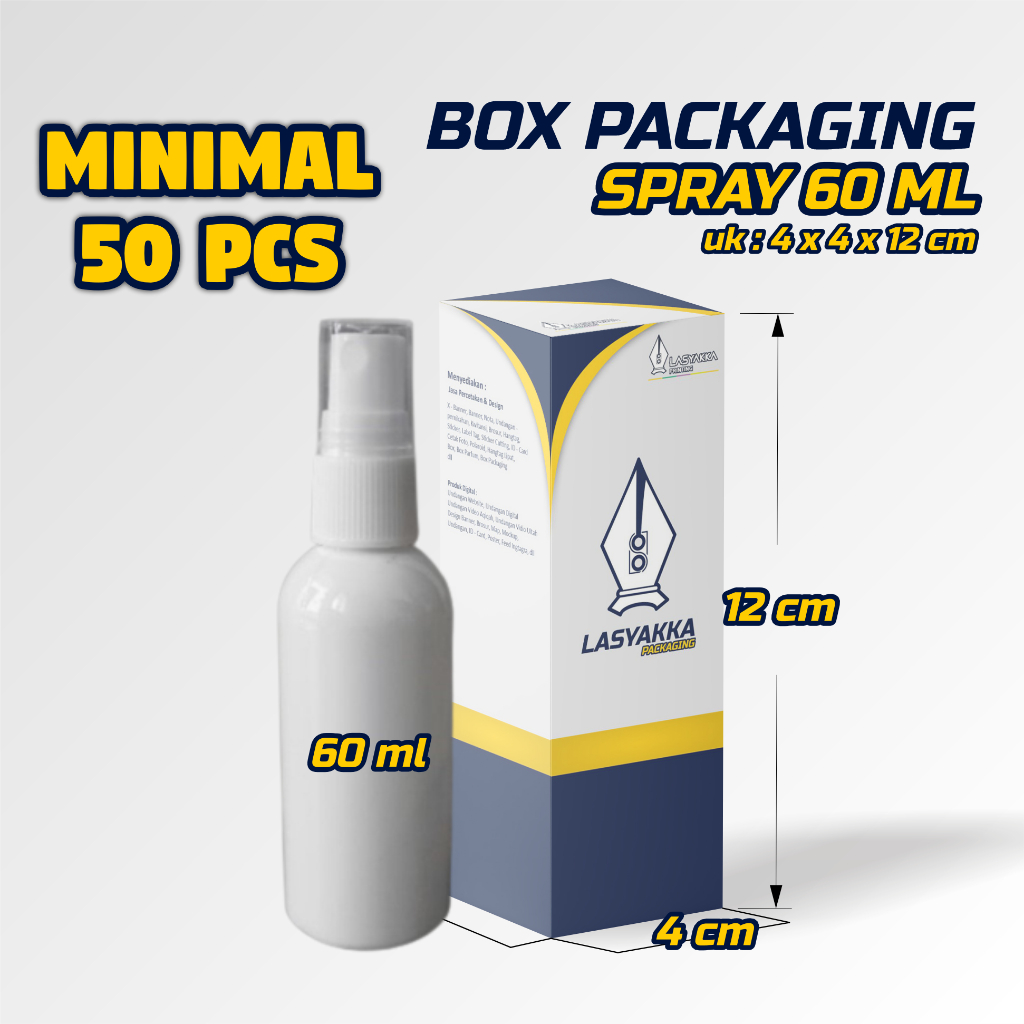 

box packaging spray 60 ml CUSTOM/ box packaging custom / box ukuran 4 x 4 x 12 cm