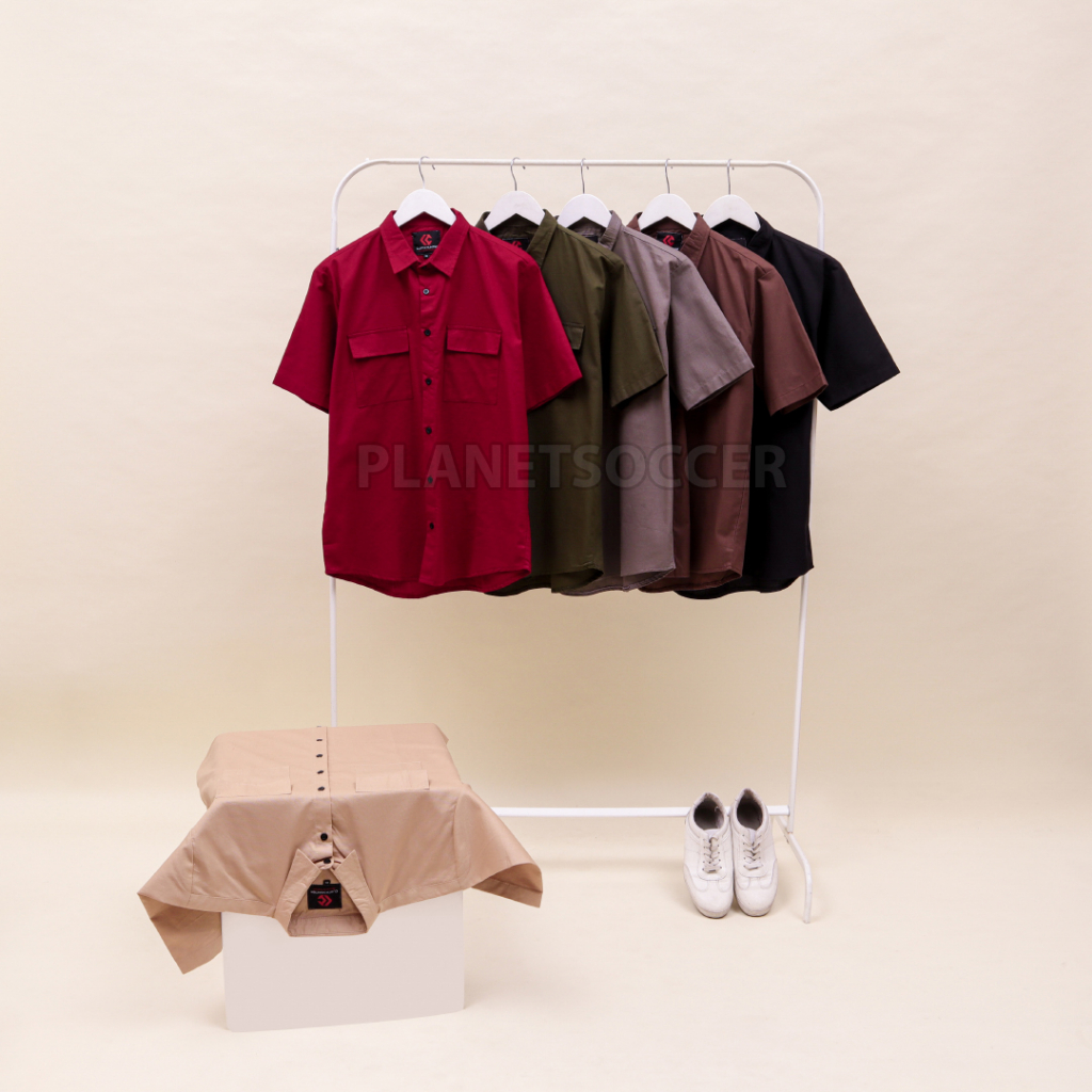 Baju Kemeja Hem Pria Lengan Pendek GOLDVA Kemeja Pria Distro Tebal Kantor Formal Office Slimfit