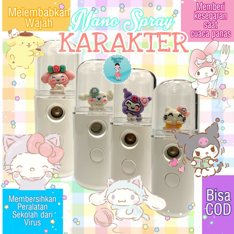 Nano Spray Sanrio/Nano Spray Karakter My Melody Cinnamon Roll Kuromi Pompom purin/Mist Sprayer Pelem
