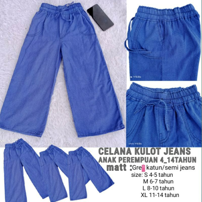 Celana Kulot Jeans Anak Perempuan 4-16 Tahun / Kulot Jeans Anak Perempuan / Kulot Jeans Anak / Jeans