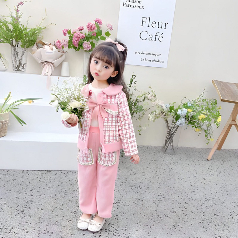 setelan anak tweed import