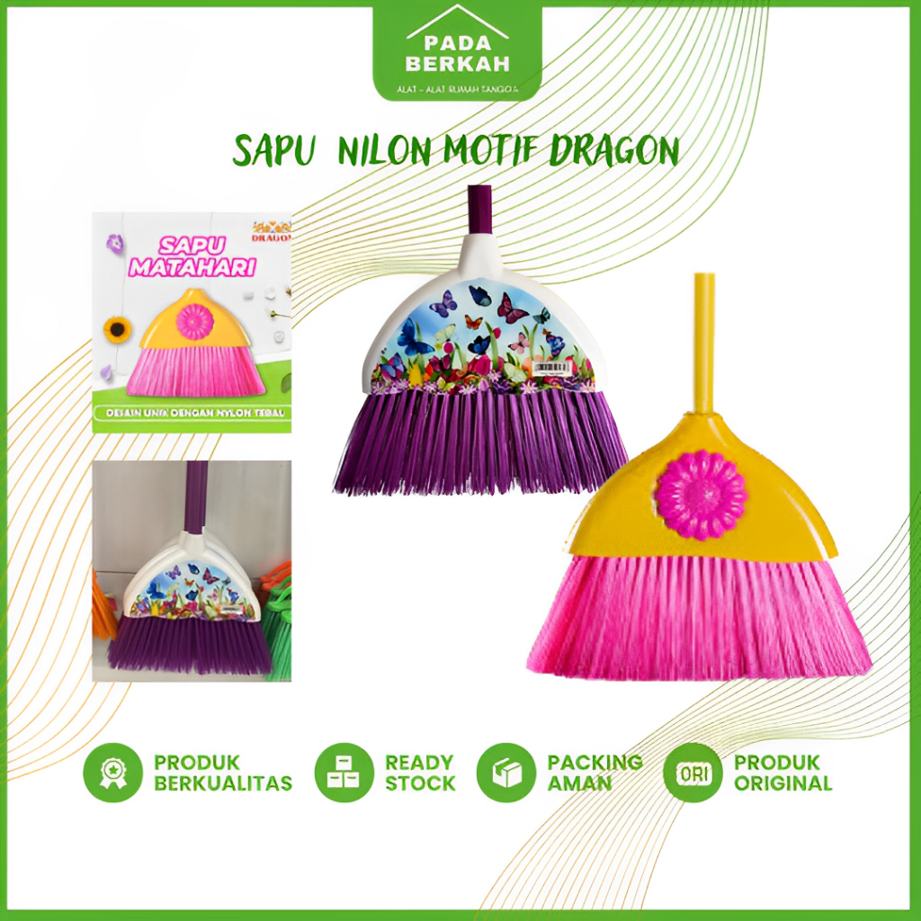 READY STOK Sapu Lantai Sapu Dragon Sapu Nilon Sapu Matahari Yellow Sapu Butterfly Ungu Dragon BISA G