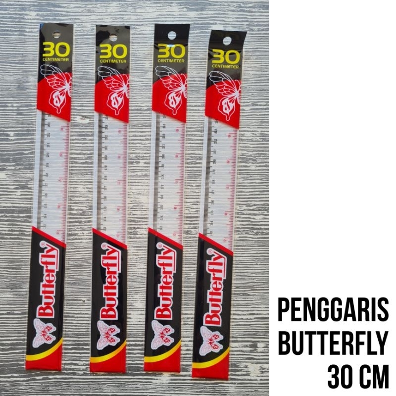

Penggaris Mika Plastik Bening BUTTERFLY Panjang 30cm | per pcs