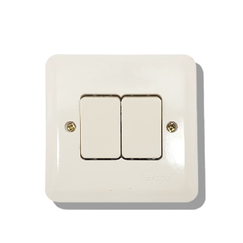 Saklar Double New Gee Broco 6622 2G 1W Cream / Saklar 2 Tombol Broco
