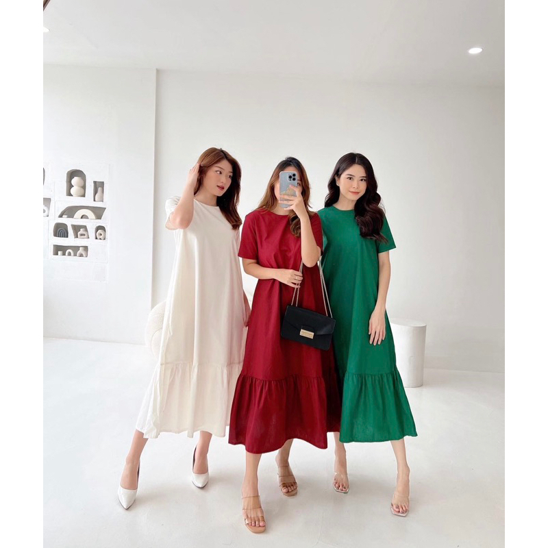 DRESS MAXI BASIC DRESS SIMPLE POLOS PREMIUM ALA KOREA EC 8398 / DRESS COUPLE IBU DAN ANAK / DRESS PA