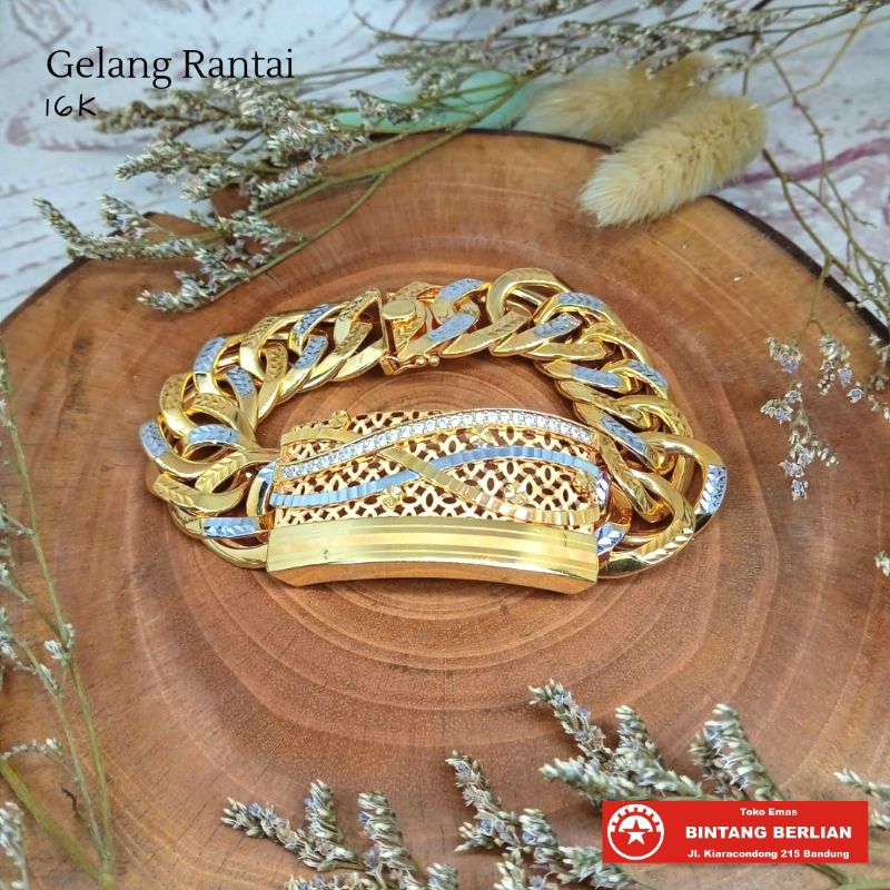 Gelang Rantai Plat 16K Emas Tua Variasi Kadar 700 Gold Bracelet Fashion Mas Asli