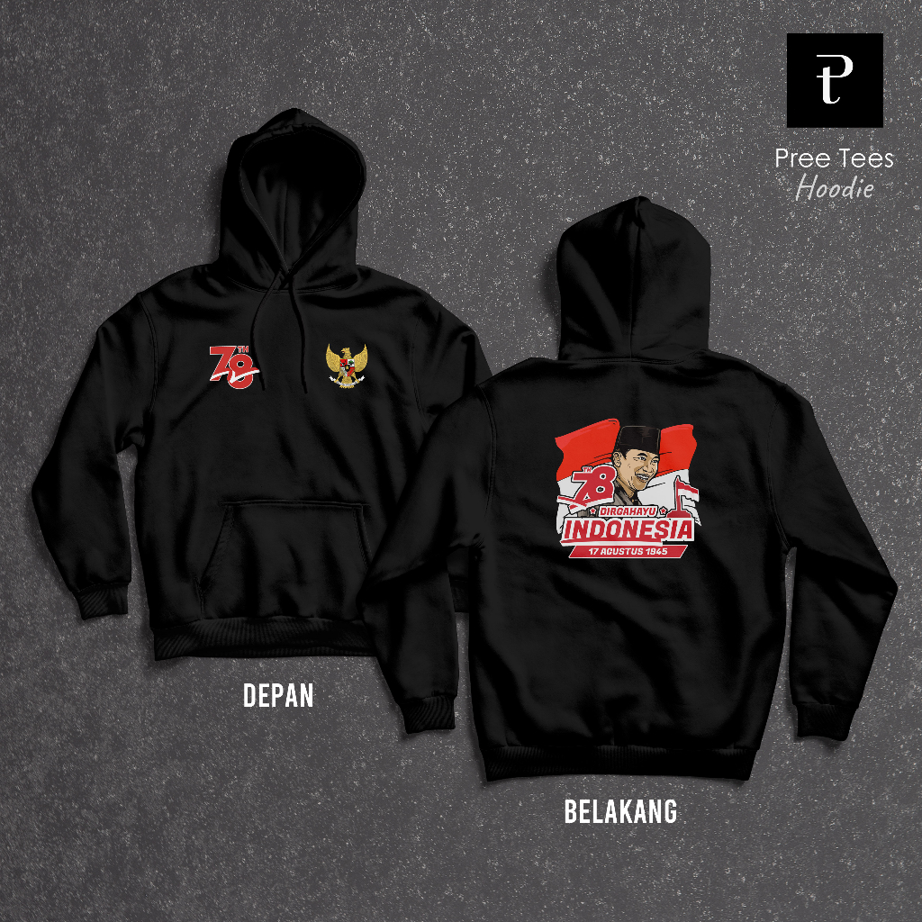 Hoodie Jaket DIRGAHAYU INDONESIA SOEKARNO HUT RI KE 78