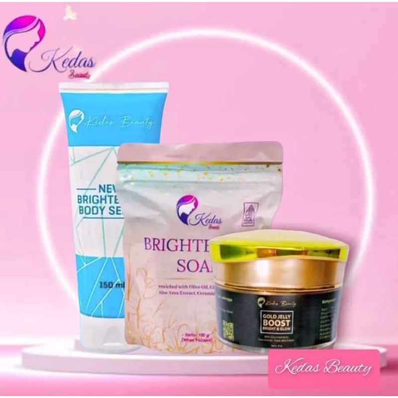 Paket 3 in 1 Kedas Beauty / Brightening Soap / Gold Jelly Boost &amp; Glow / Body Serum Lotion