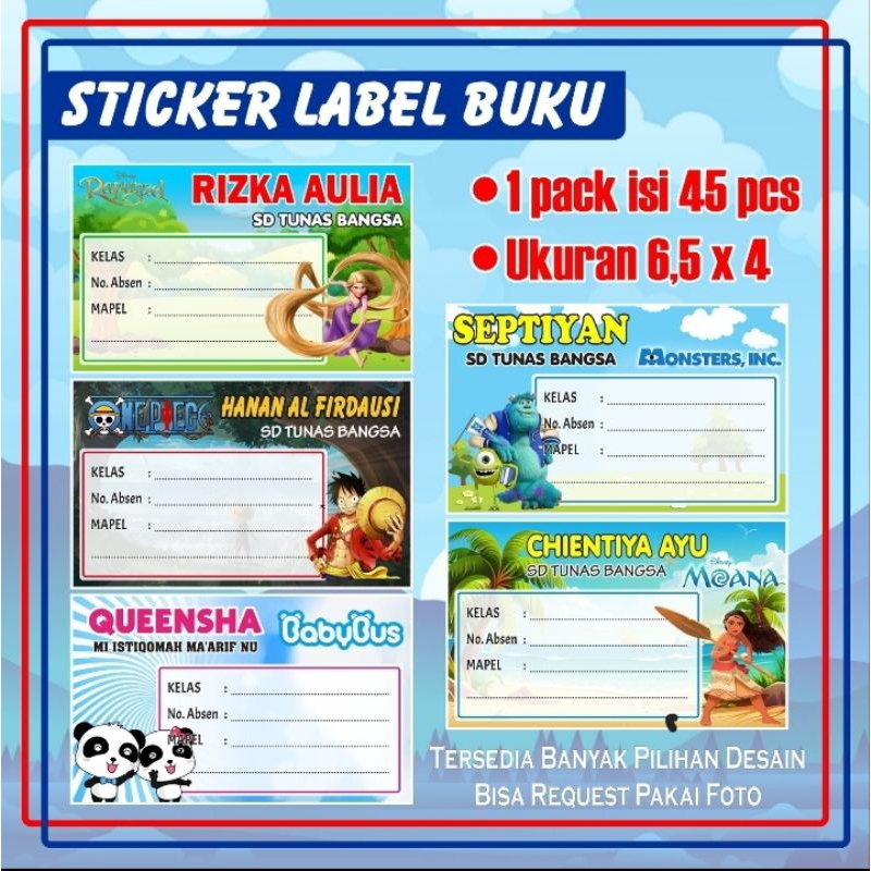

Stiker Mapel isi 45 pcs Label Buku Pelajaran Sticker Nama Bisa Req Desain