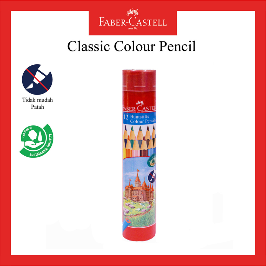 

Pensil Warna Faber Castell / Round Tin 12 Warna / Classic Colour Pencil / Ukuran Panjang