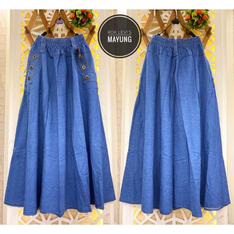 ROK LEVIS SANTAI ROK PAYUNG ROK WANITA ROK VIRAL ROK MURAH ROK IBU-IBU ROK IMPORT