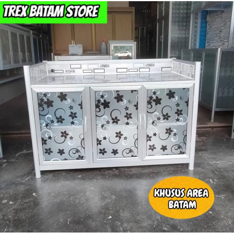 RAK LEMARI KOMPOR DAPUR ALUMINIUM KACA SERBAGUNA MINI [ BATAM ]