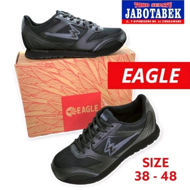 [COD] SEPATU SEKOLAH EAGLE HITAM TALI SIZE 38 39 40 41 42 43 44 45 46 47 48 JUMBO UNISEX COWOK CEWEK