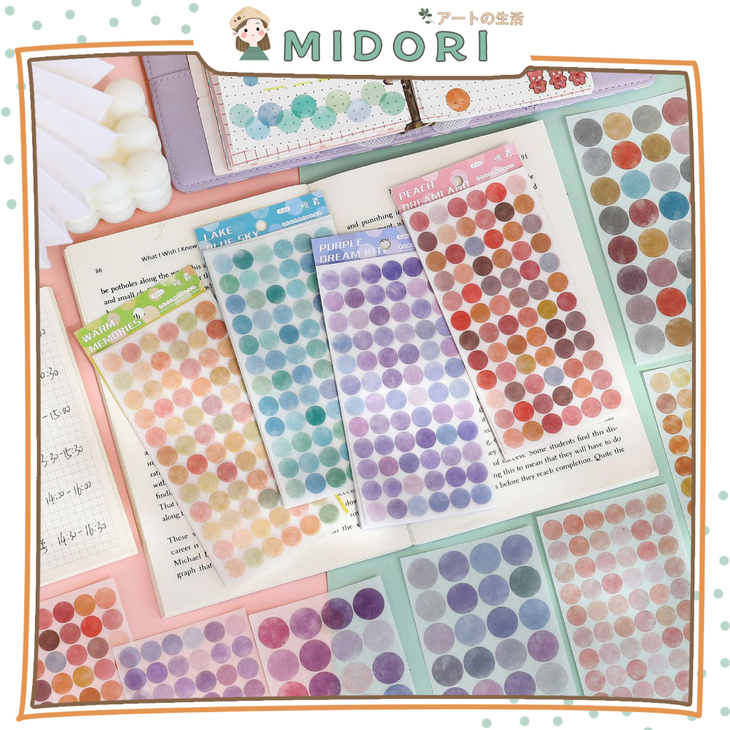 

[MIDORI] 6Pcs STICKER DOTT PET DIY Diary Sticker Jurnal BUJO Planner Deco Stiker Hias - B0424