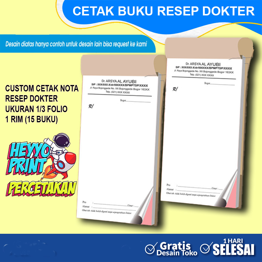 

CUSTOM CETAK NOTA BUKU RESEP UKURAN 1/3 FOLIO 1 RIM 30 BUKU NOTA