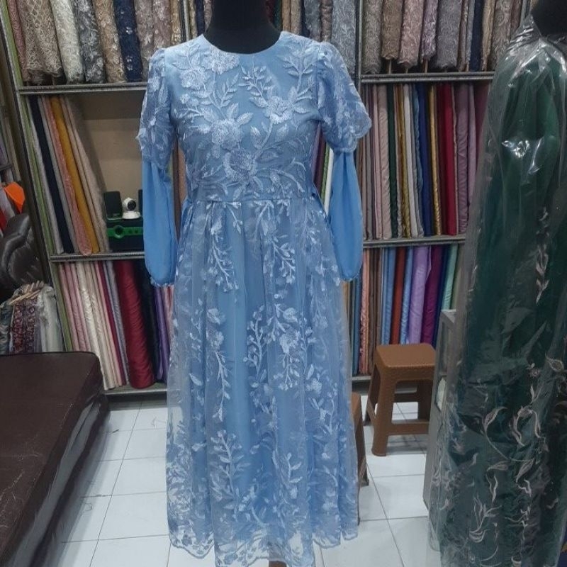 gamis brokat remaja satin adem lembut terbaru