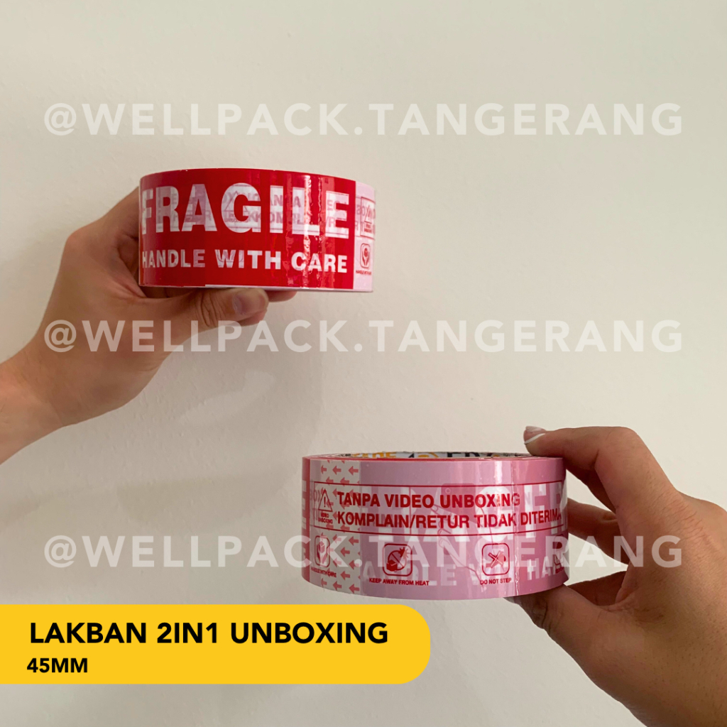 

Lakban Wajib Video Unboxing Fragile Jangan Dibanting 2 Inch Tebal