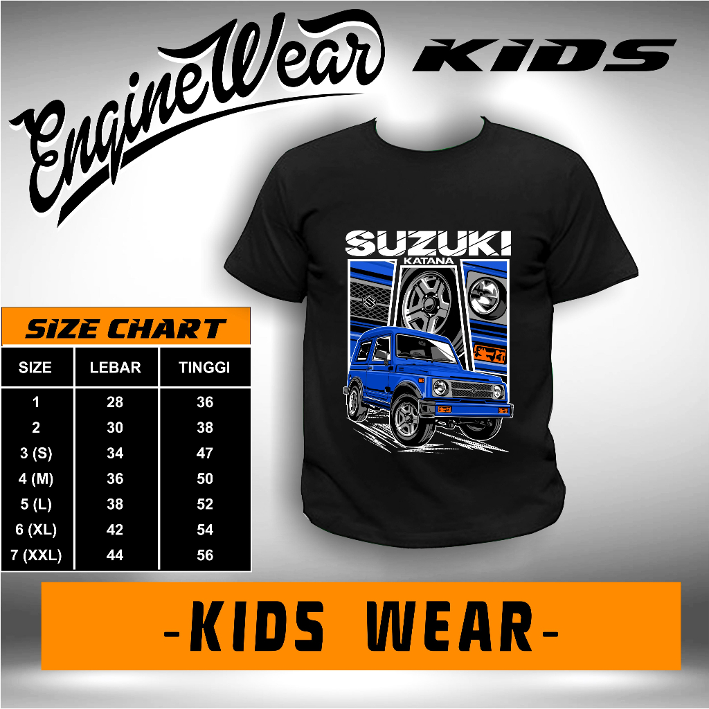 kaos anak katana GX tshirt suzuki katana anak baju mobil suzuki jimny katana kaos jeep offroad 4x4 4