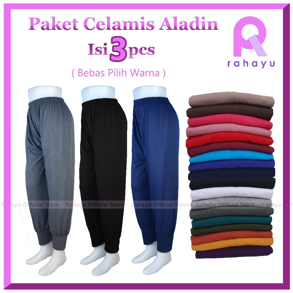 Celamis Aladin Isi 3pcs  / Celana Dalaman Gamis Aladin / Celamis Aladin Kaos / Inner Gamis Aladin / 