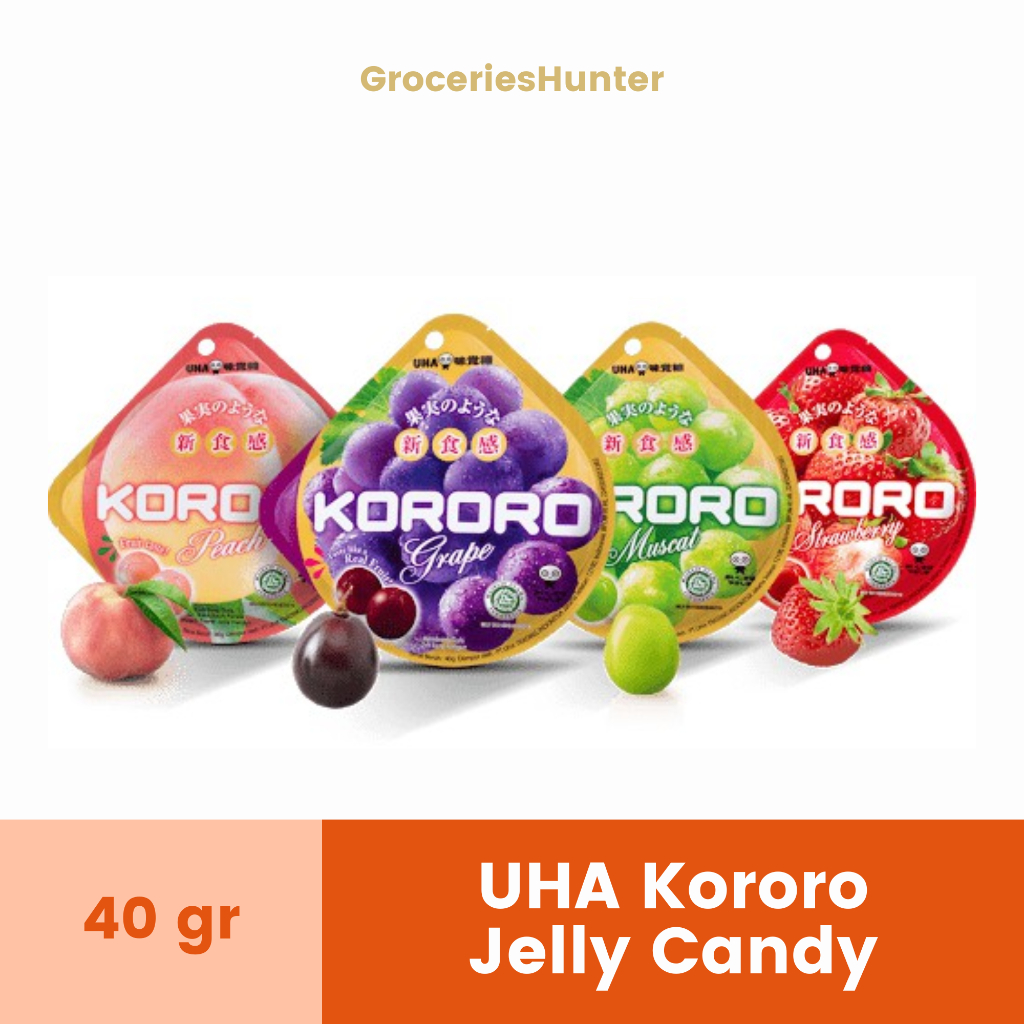 

UHA Kororo Jelly Candy Grape / Strawberry / Muscat / Peach Jelly Permen Korea