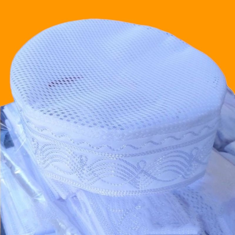 [ ECER ] Peci Madinah Jaring Putih  Peci kopiah Madinah Jaring Termurah