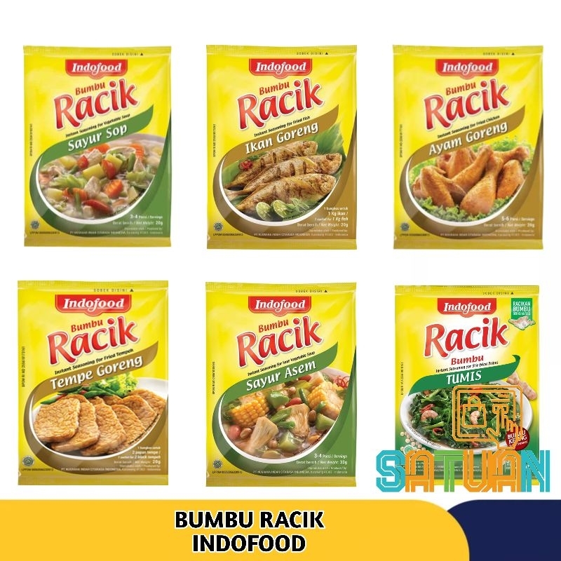 

RACIK INDOFOOD BUMBU MASAK INSTANT | SATUAN TOKO | TEMPE | AYAM | IKAN | SOP | ASEM | TUMIS | INDOFOOD |