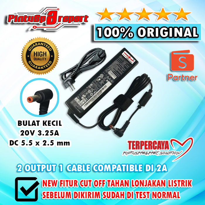 Genuine Casan Adaptor Charger Laptop lDEAPAD G470 G480 G475 G485 B460 G450 Y400 Y410 PA-1650-56LC 20