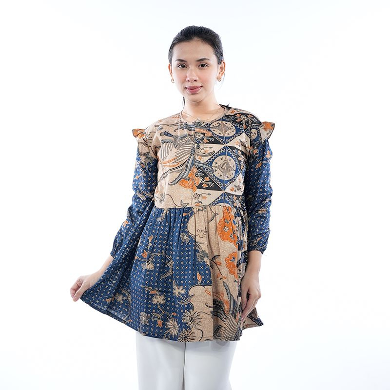 BATIK TRUSMI Blouse Batik Wanita Atasan Wanita Jumbo Batik Kombinasi Alisan
