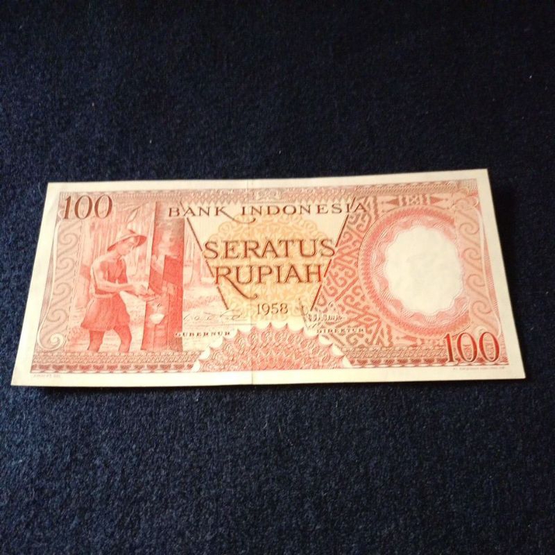 uang kuno 100 rupiah Pekerja 1958 UNC